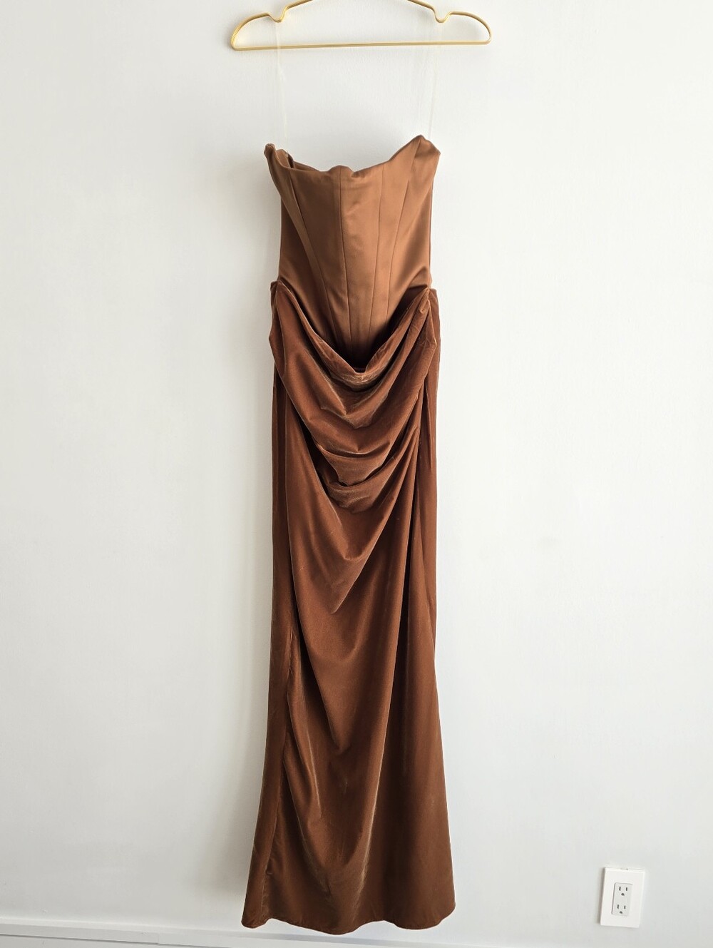 🎀House Of CB🎀 Persephone Coffee Velvet Corset Maxi Dress- Small PLUS CUP - Picture 2 of 9